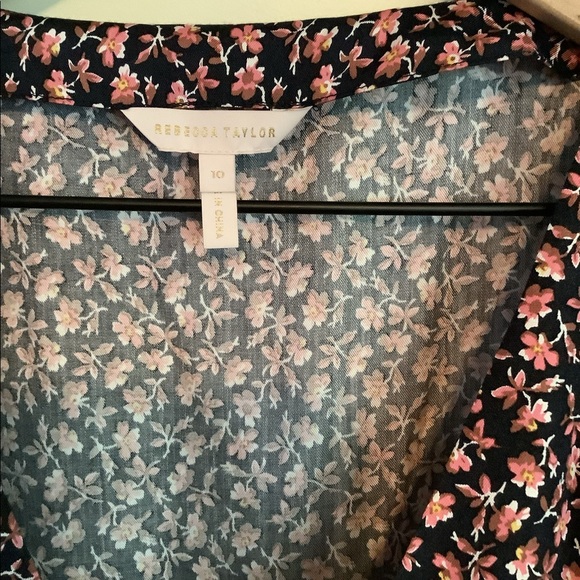 Rebecca Taylor Francesca Silk Top Floral  Size 10 - Picture 3 of 5